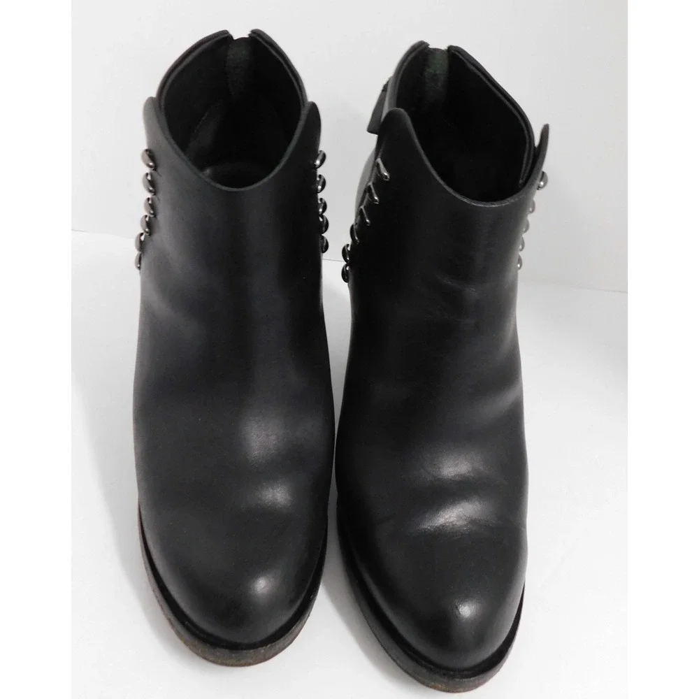 Rag & Bone Women's Black Alwyn Leather Ankle Silver Accent Boots- Size EU 38 1/2